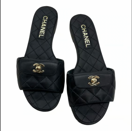 "CC" Luxury Slides Schwarz