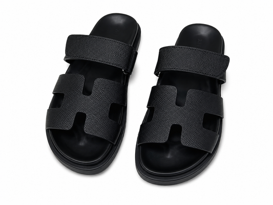 "H" Cut Leather Slides