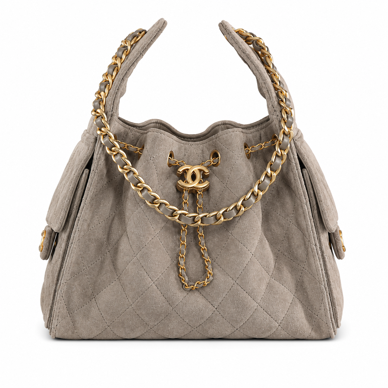 "CC" Quilted Bucket Bag