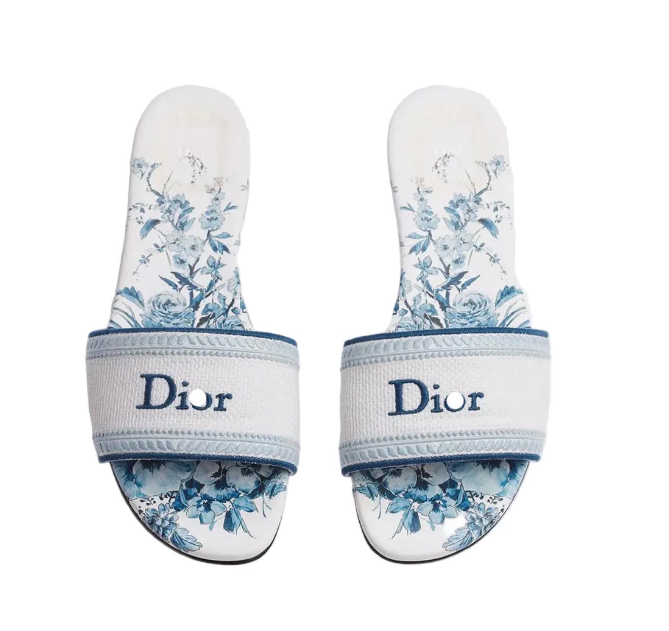 "CD" Floral Slides Weiß/Blau